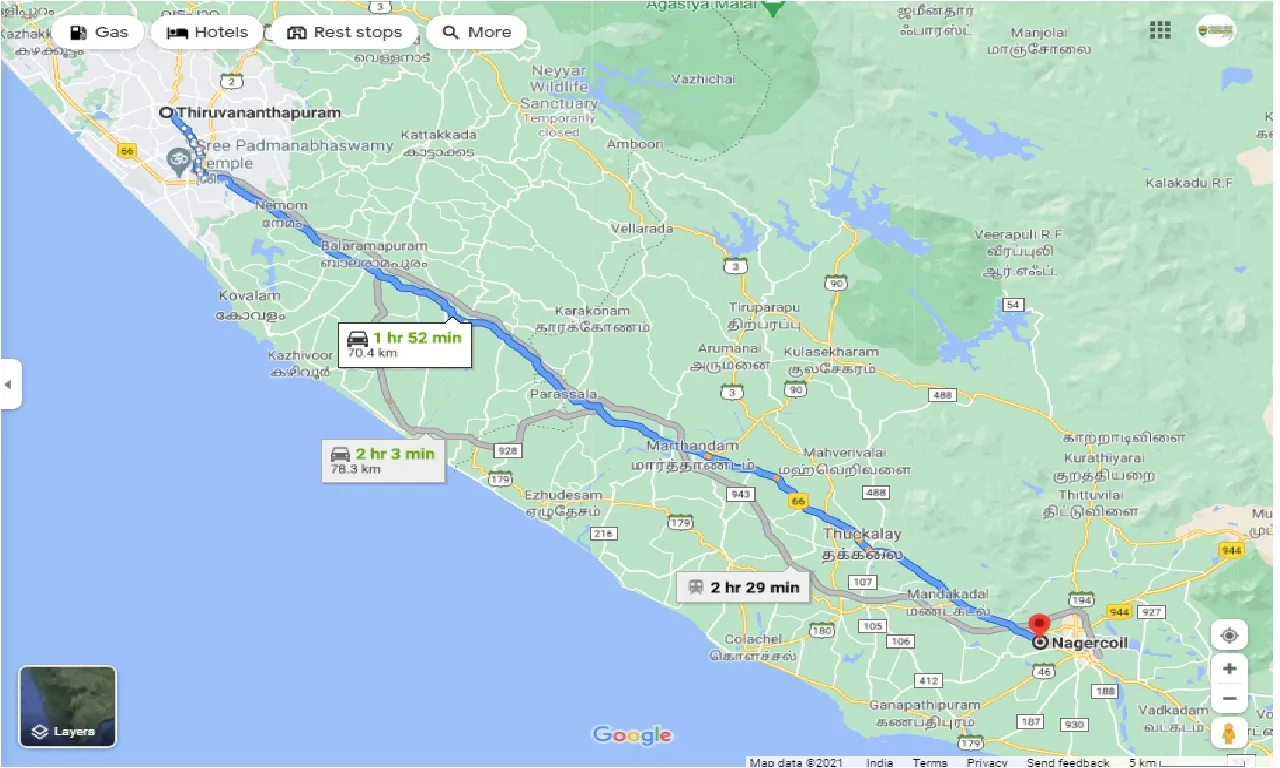 thiruvananthapuram-to-nagercoil-one-way