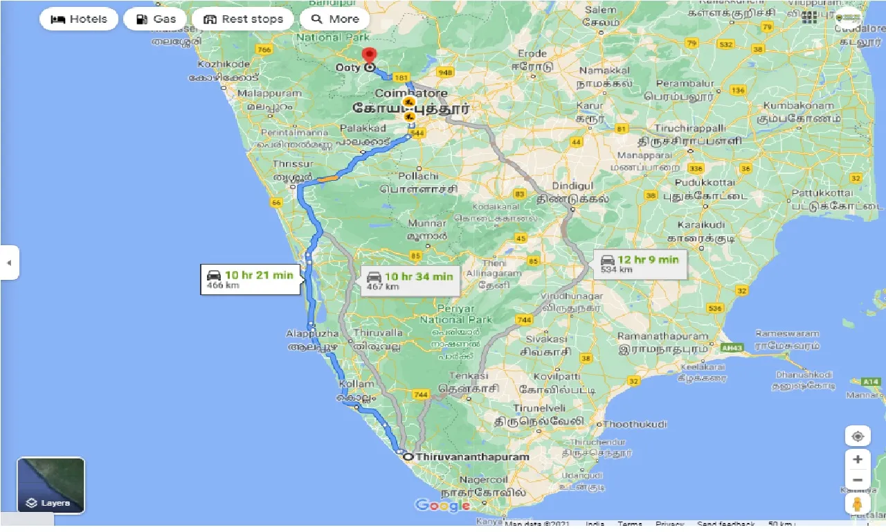 thiruvananthapuram-to-ooty-round-trip