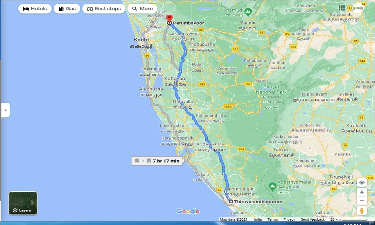 thiruvananthapuram-to-perumbavoor-round-trip