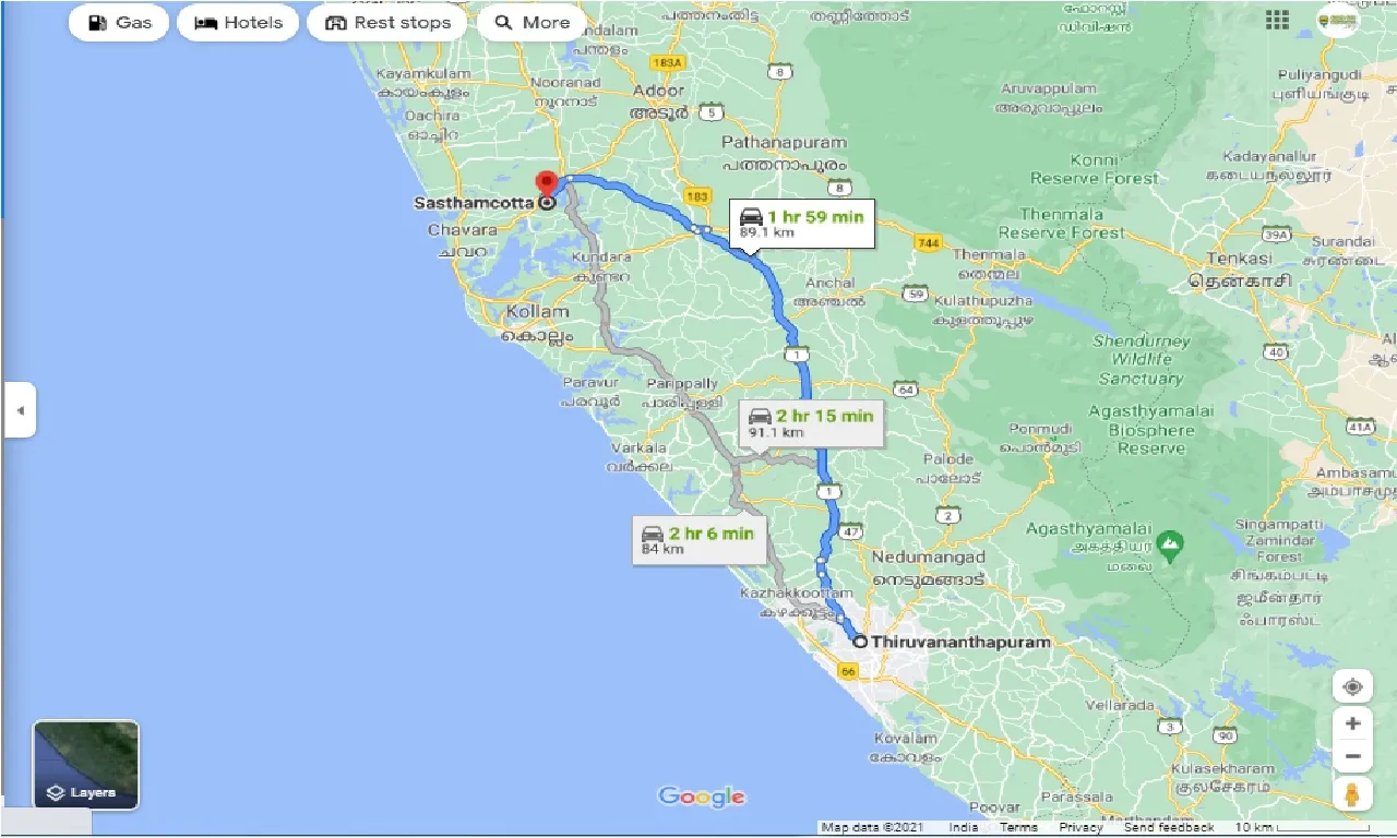 thiruvananthapuram-to-sasthamcotta-one-way