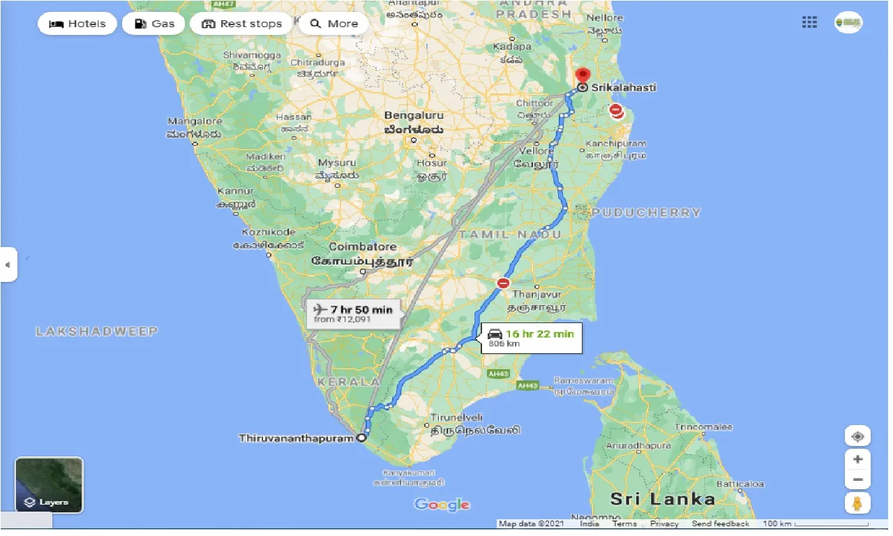 thiruvananthapuram-to-srikalahasti-one-way