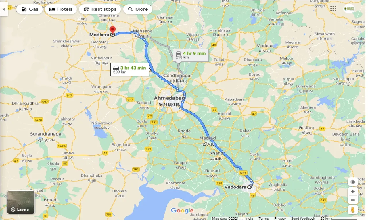 vadodara-to-modhera-one-way