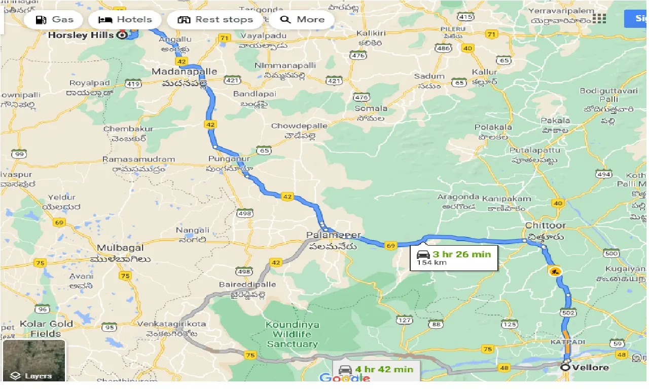 vellore-to-horsley-hills-one-way