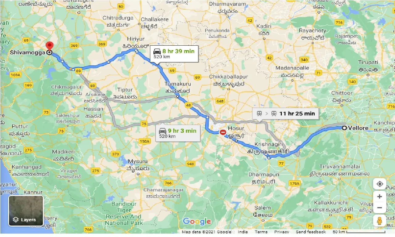 vellore-to-shivamogga-taxi