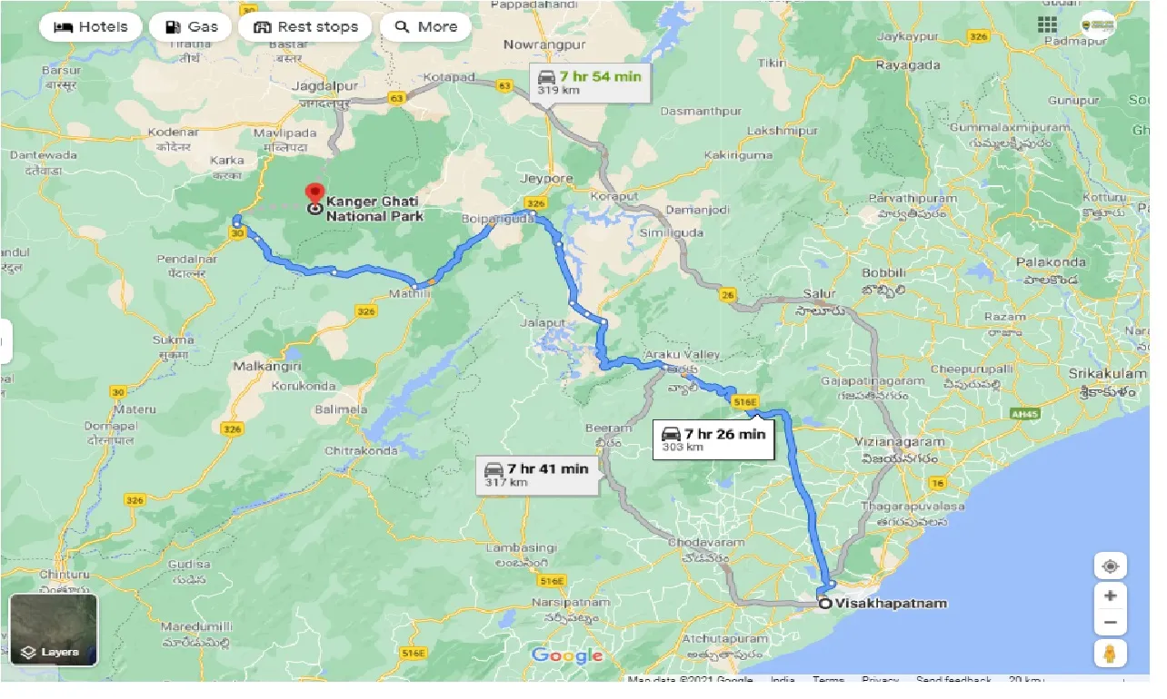 visakhapatnam-to-kanger-ghati-national-park-round-trip