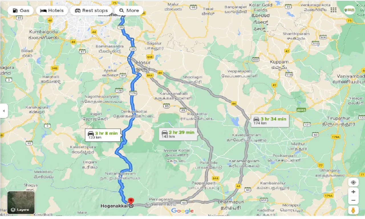 whitefield-to-hogenakkal-one-way